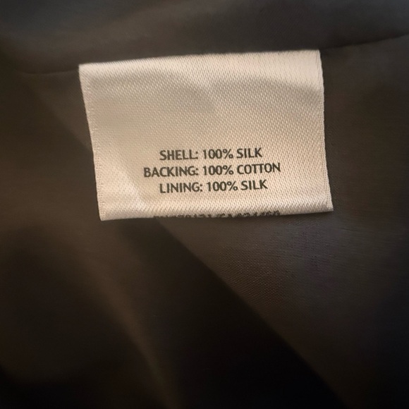 Eileen Fisher Brown 100% Silk Crinkle Open Cardigan Blazer Large Pockets - Picture 5 of 6